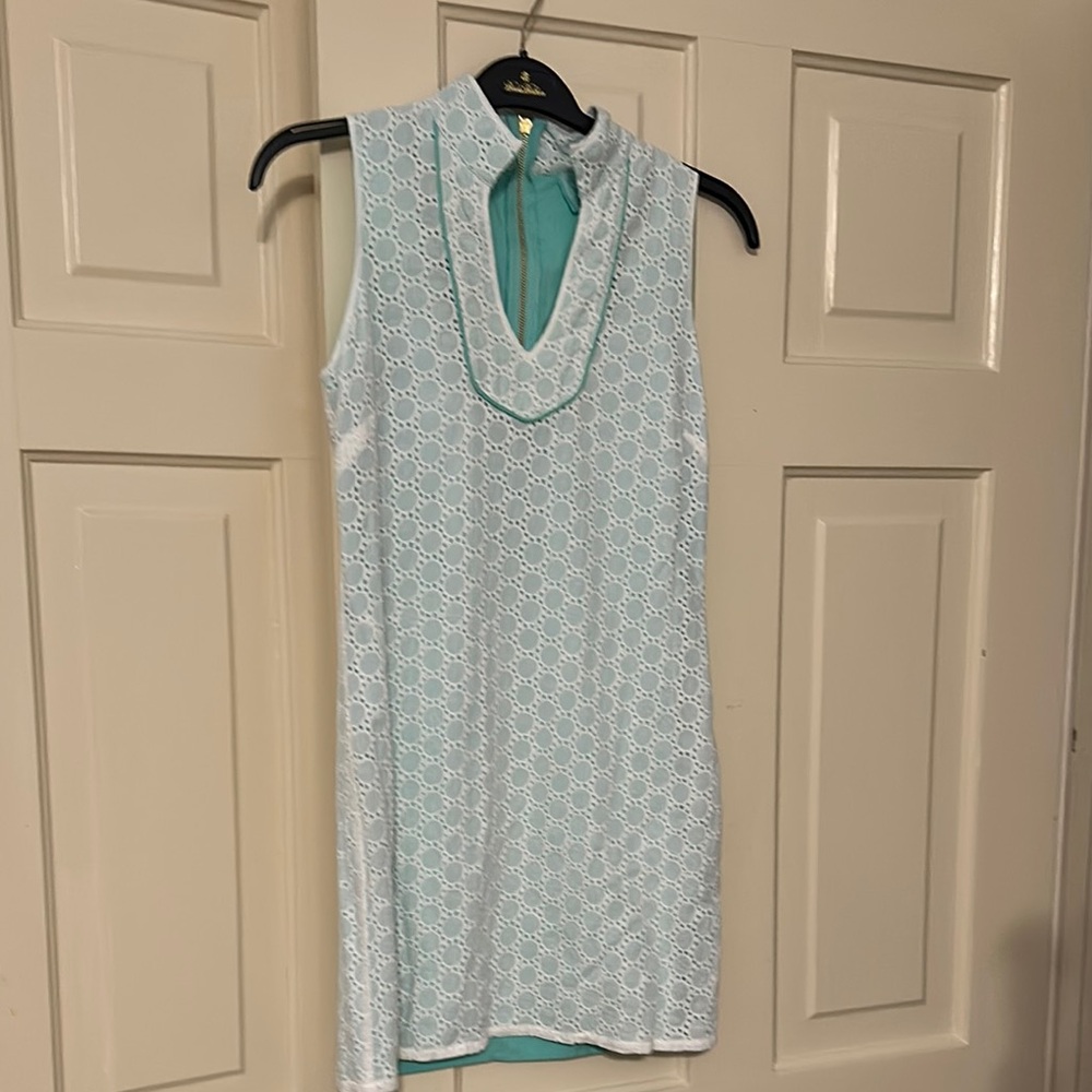 Sail to sable white eyelet dress with mint lining  size S
